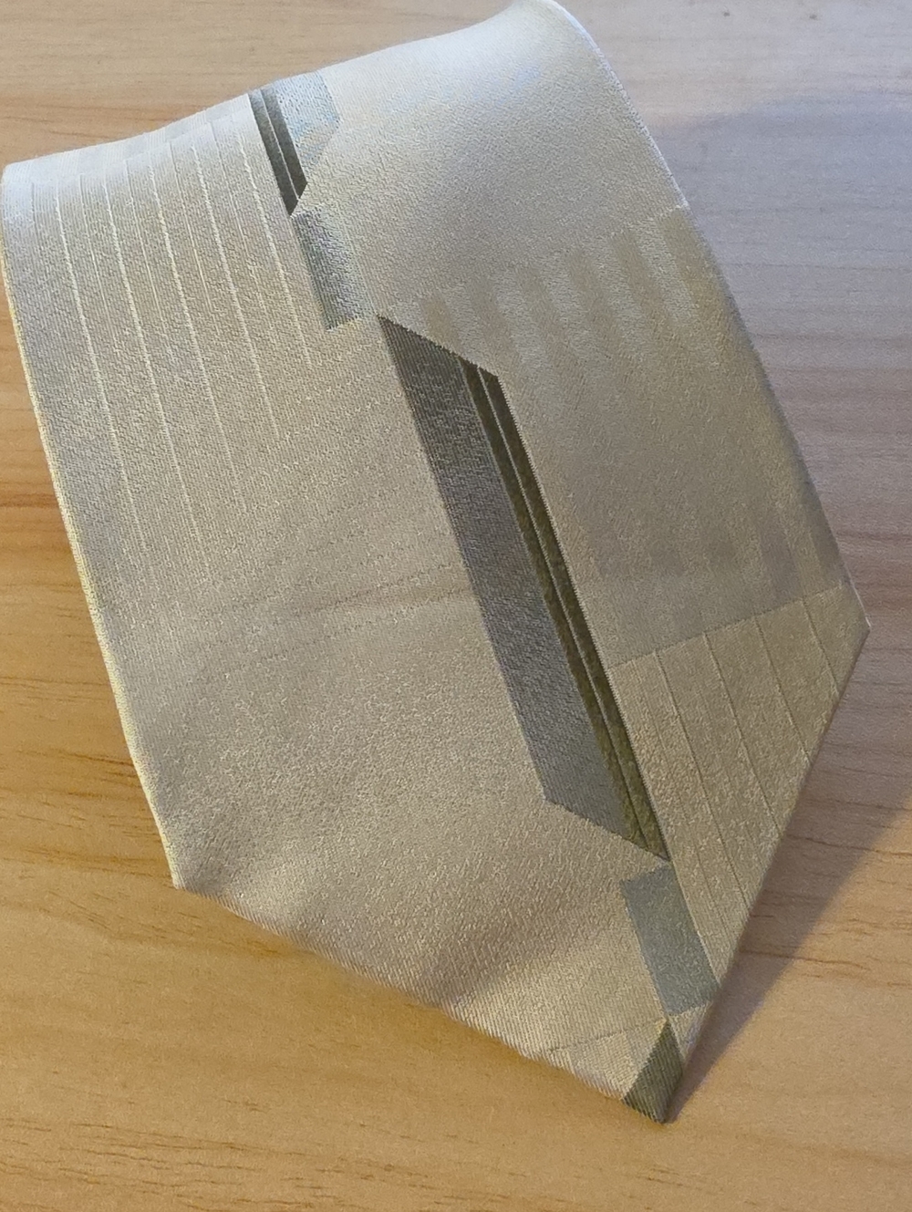 Cream Geometric Silk Tie